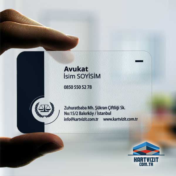 Şeffaf Avukat Kartvizit Mavi