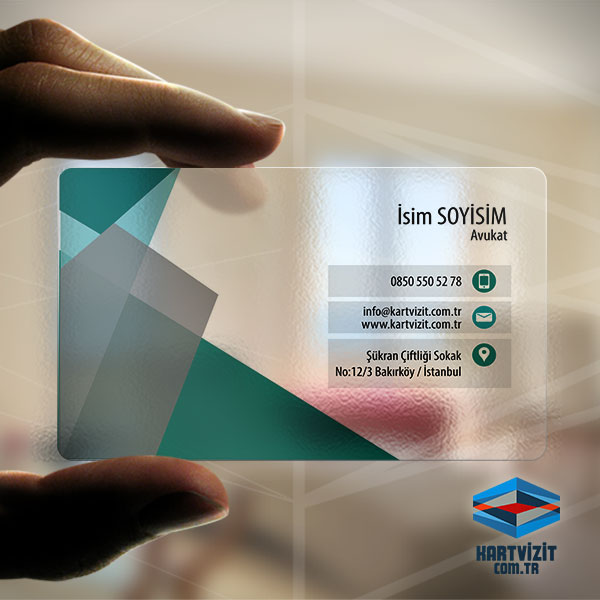 Şeffaf Avukat Kartvizit Yeşil Desenli