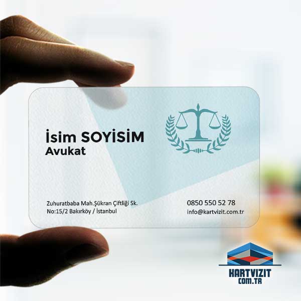 klasik modern şeffaf kartvizit avukat 