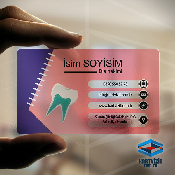 Şeffaf Kartvizit Diş Doktoru Örnekler Pink