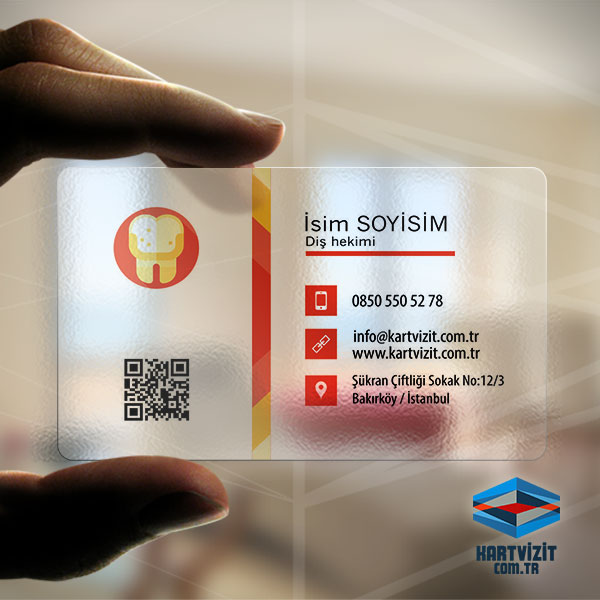 Şeffaf Kartvizit Diş Hekimi Hazır Cizgi