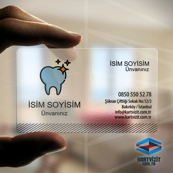 Şeffaf Kartvizit Diş Hekimi Çizim Hazır