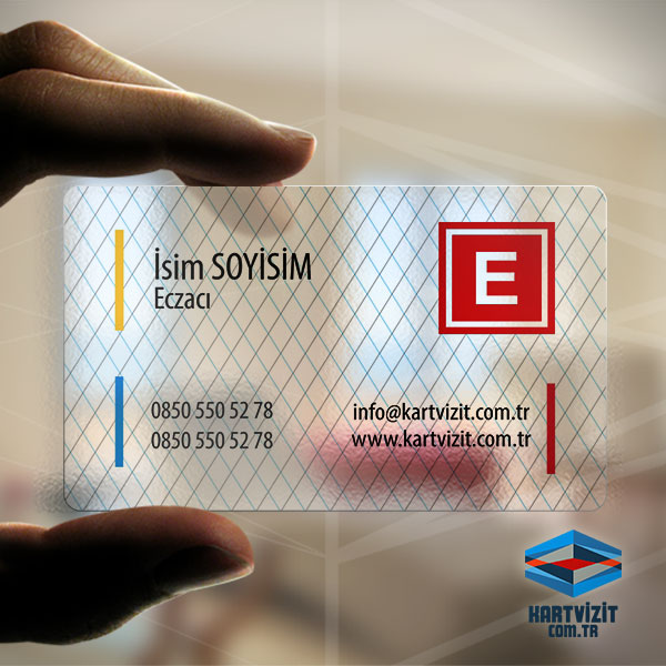 Eczane Kartvizit Şeffaf Zarif 