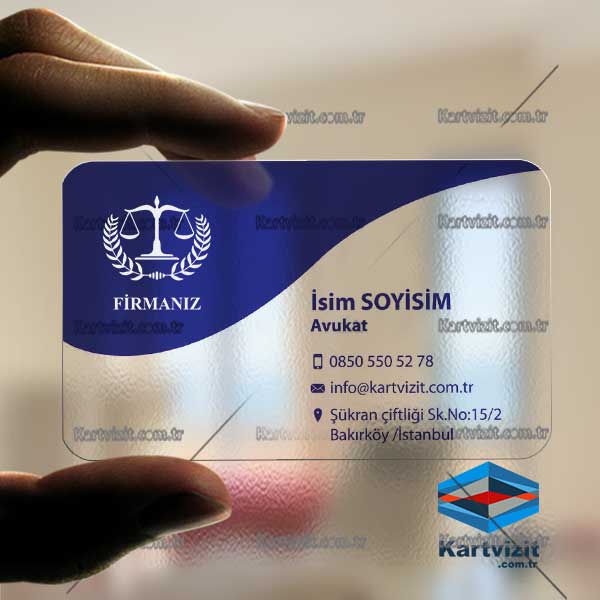 Şeffaf Avukat Kartvizit Mavi
