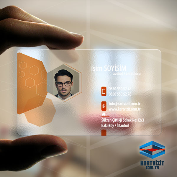 Şeffaf Avukat Kartvizit Turuncu Altıgen