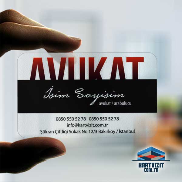 Şeffaf Avukat Kartvizit Kırmızı Siyah