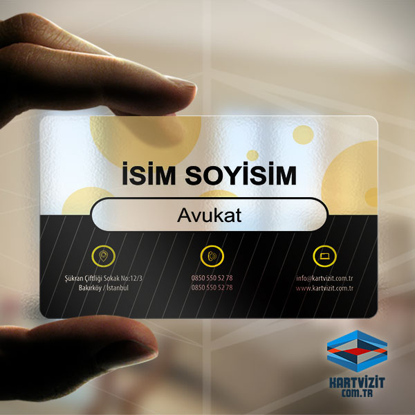 Sarı Noktalı Şeffaf Kartvizit