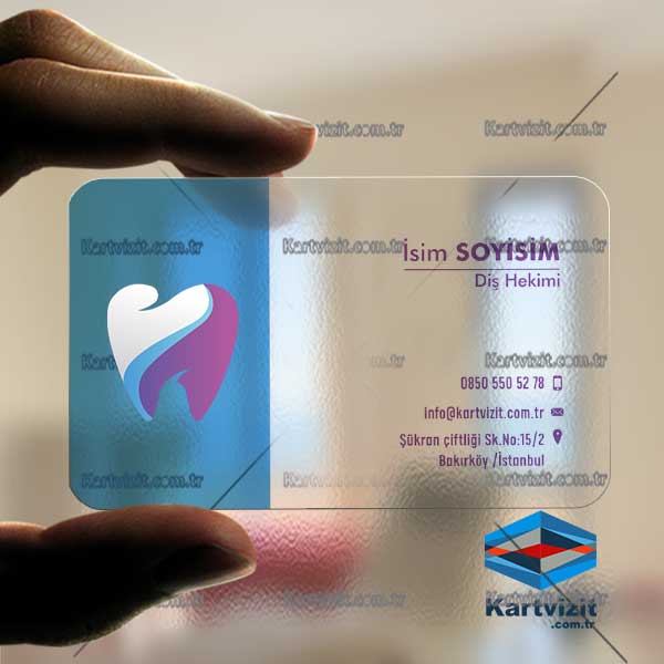Şeffaf Kartvizit Diş Doktor Blue Dent