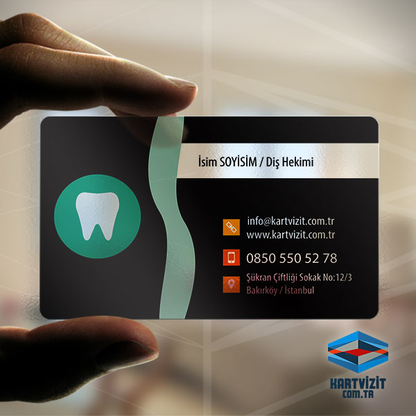 Şeffaf Kartvizit Diş Doktor İmplant Çene