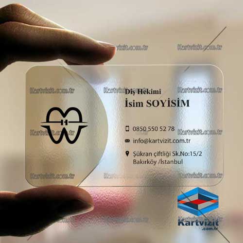 Şeffaf Kartvizit Diş Doktor Siyah