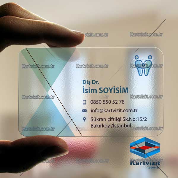 Şeffaf Kartvizit Diş Doktorum Turkuaz