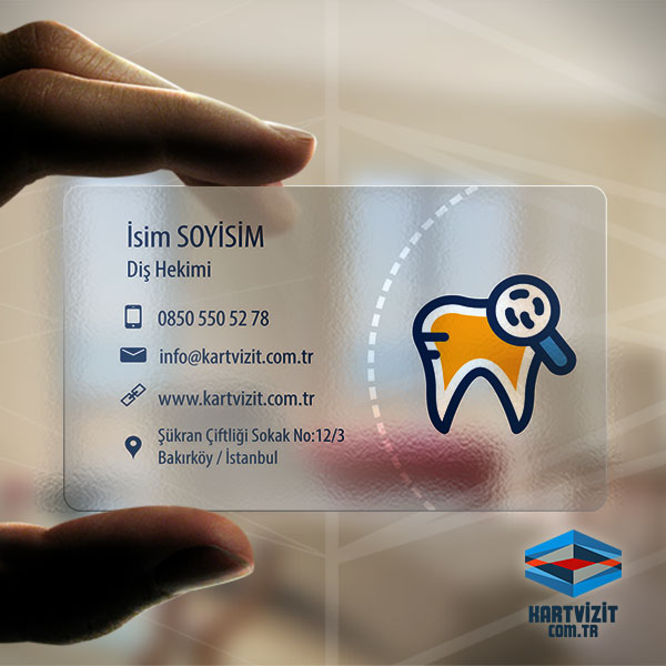 Şeffaf Kartvizit Diş Hekimi Kartvizit Sade