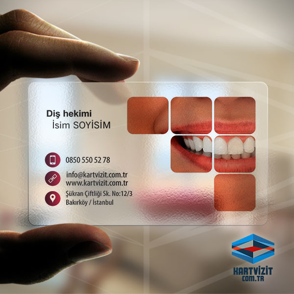 Şeffaf Kartvizit Diş Hekimi Kareler