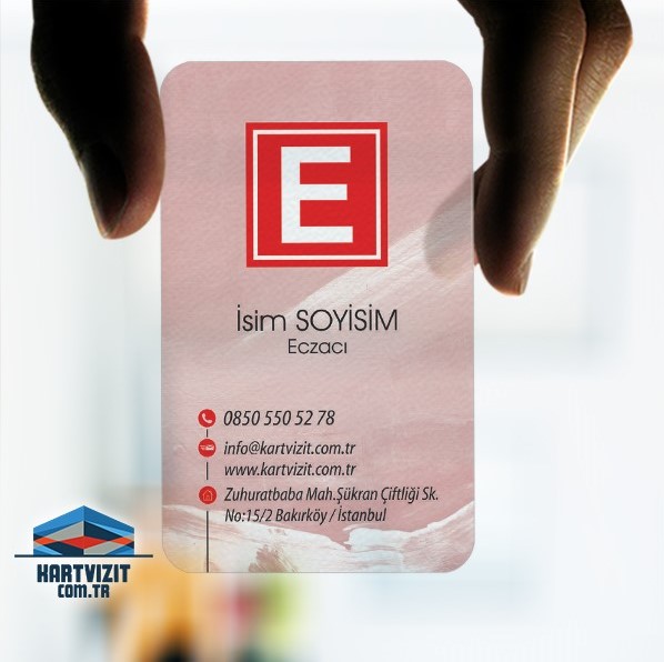 Şeffaf Eczane Kartvizit Pembe