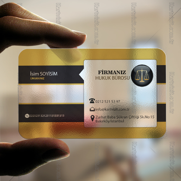 Şeffaf Hukuk Kartvizit Siyah Sarı