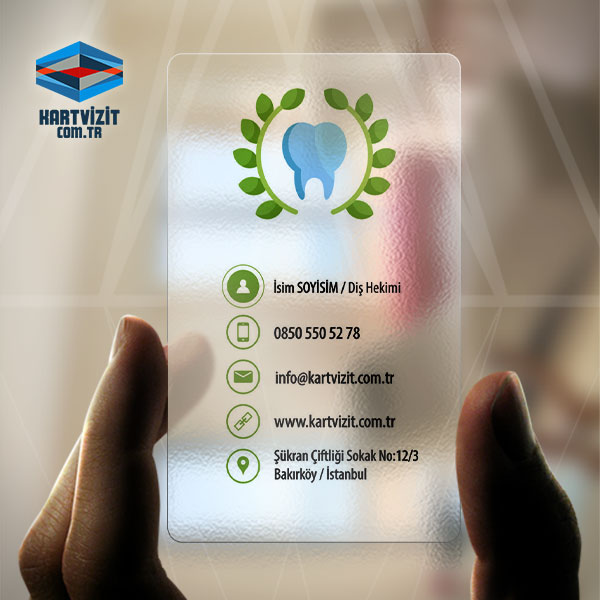 Şeffaf Kartvizit Diş Tasarımı Baskı