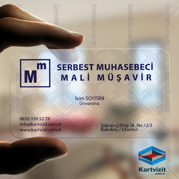 Muhasebeci Şeffaf Kartvizit Tasarımı Lacivert