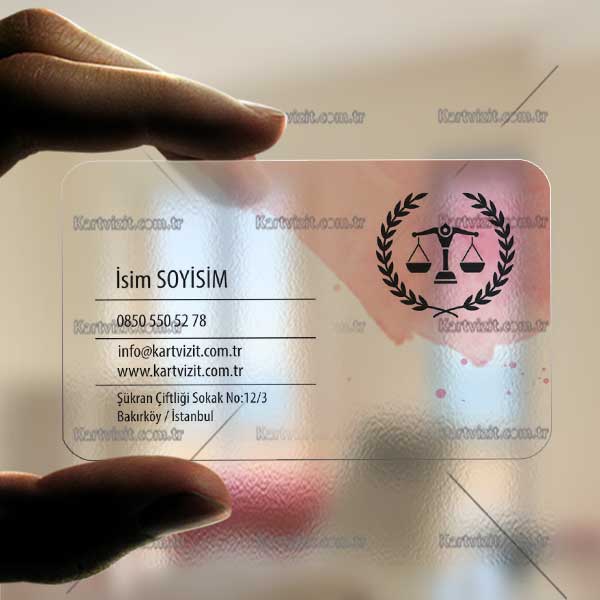 şeffaf kartvizit pembe hukuk