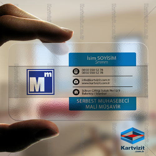 Lüks Buzlu PVC Muhasebe Şeffaf Kartvizit