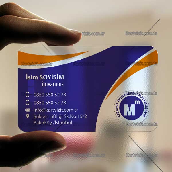 Mali Müşavir Şeffaf Kartvizit Mavi Turuncu