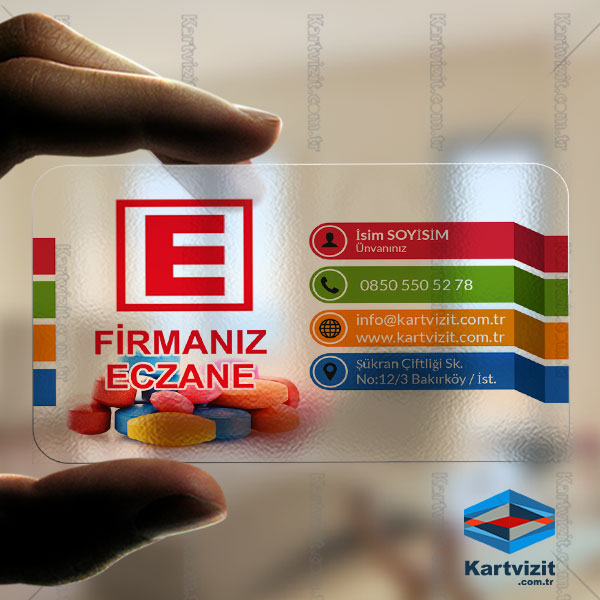 Eczane Kartvizit Şeffaf Renkler