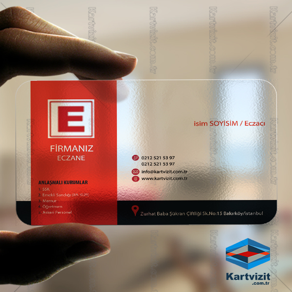 Eczane Kartvizit Şeffaf Minimalist