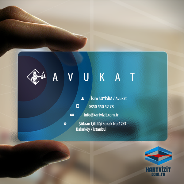 Şeffaf Avukat Kartvizit Mavi Halkalar 