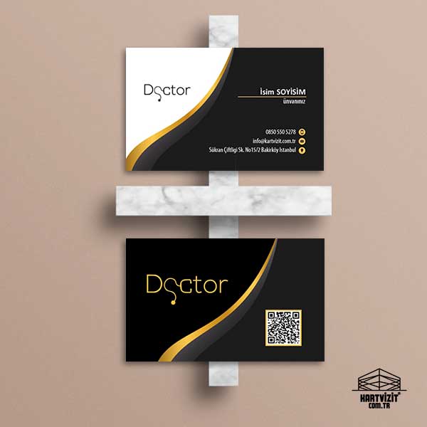 Siyah Mat Doktor Kartvizit QR Kodlu 