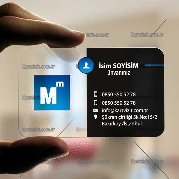 Muhasebe Şeffaf Kartvizit Siyah Mavi