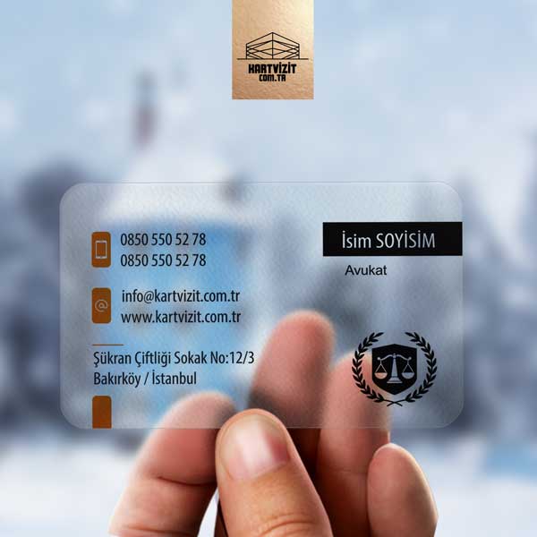 Siyah Turuncu Avukat Şeffaf Kartvizit 