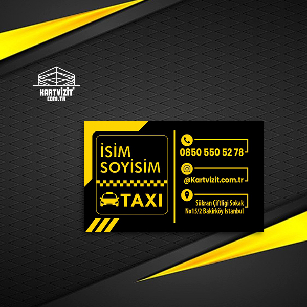 Sarı Çerçeveli ve İkonlu Taksici Kartvizit
