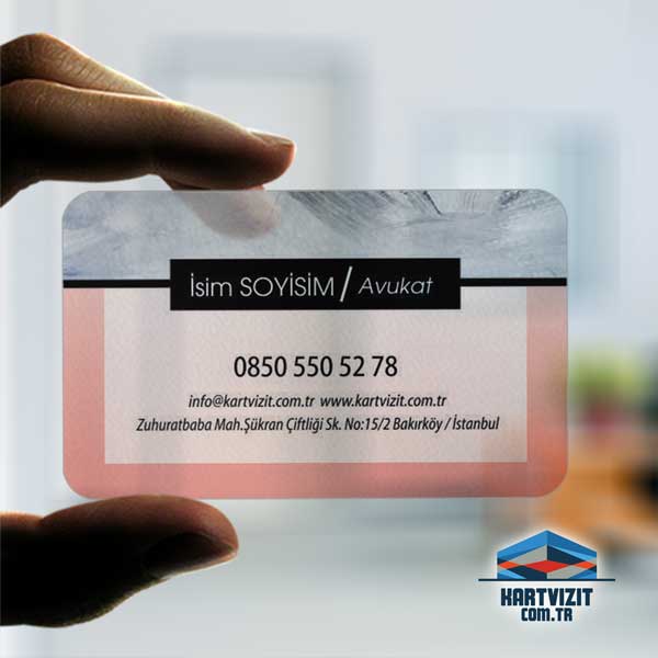 Şeffaf Avukat Kartvizit Pembe Siyah