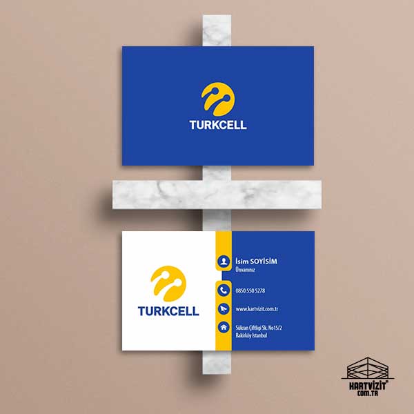 Turkcell Bayi Uyumlu Mavi Sarı Profesyonel İletişim Kartvizit