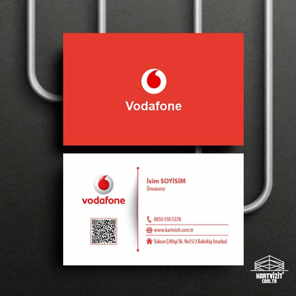 Vodafone Bayi Uyumlu Kırmızı Beyaz Profesyonel İletişim Kartvizit
