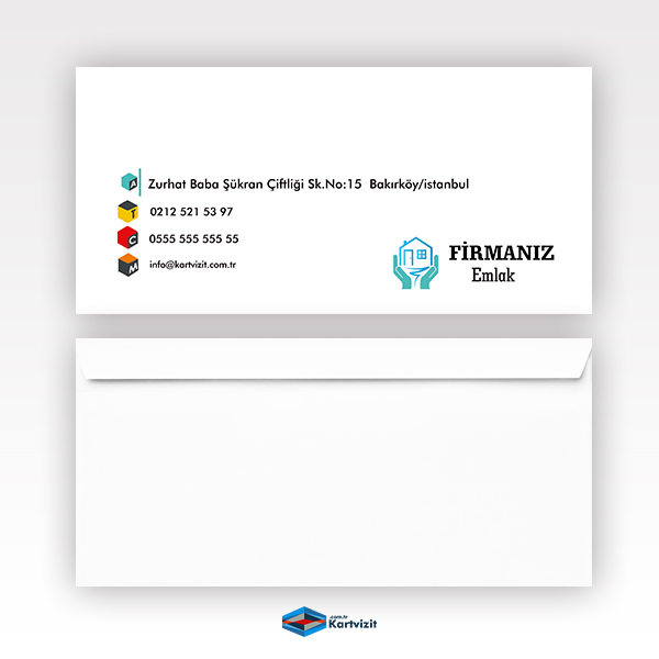 Renkli Emlak Zarf – Kırmızı Sarı İkon Tasarımı