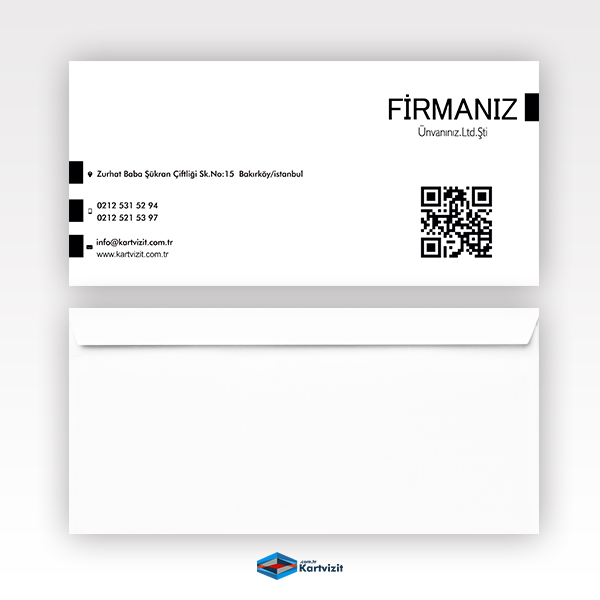 Siyah QR Kurumsal Zarf – Diplomat Tasarım