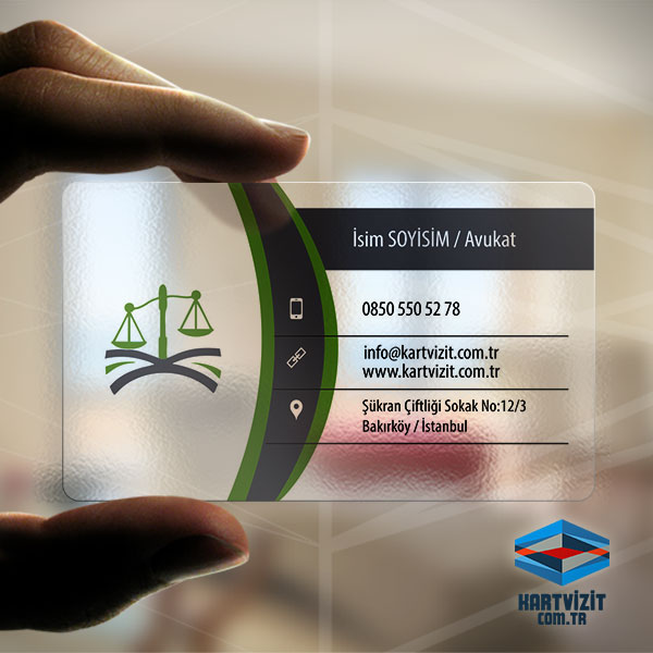 Şeffaf Avukat Kartvizit Logolu ve Desenli